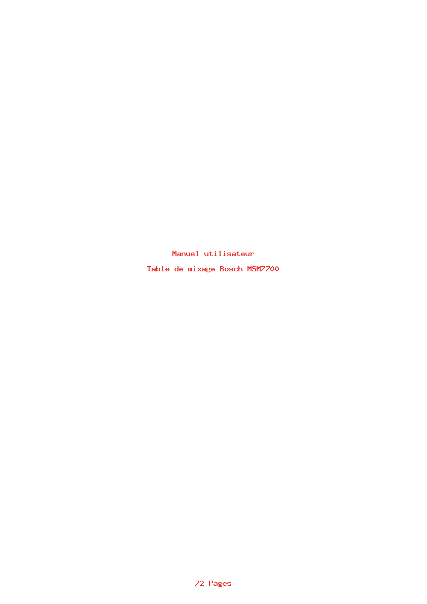 Page 1 de la notice Manuel utilisateur Bosch MSM7700