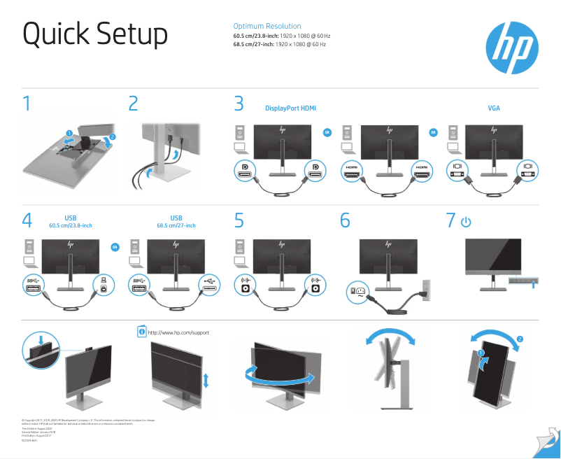 Page n°1 - Guide d'installation HP EliteDisplay E273m