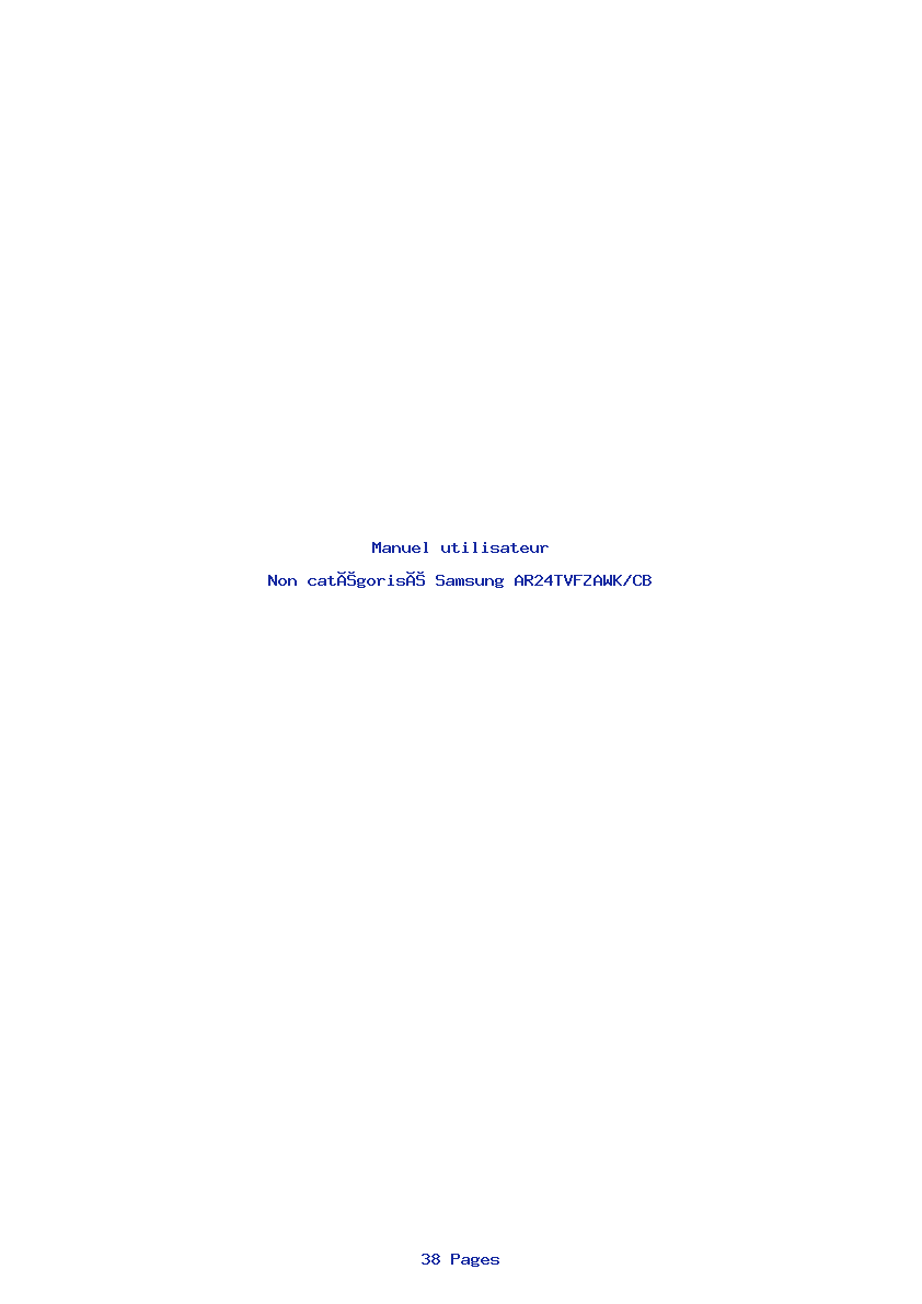 Page 1 de la notice Manuel utilisateur Samsung AR24TVFZAWK/CB