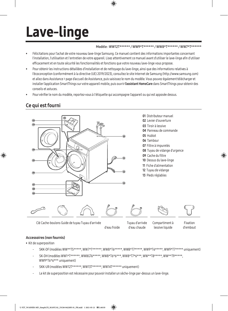 Página 1 del manual Manual de usuario Samsung WW12T504DTW