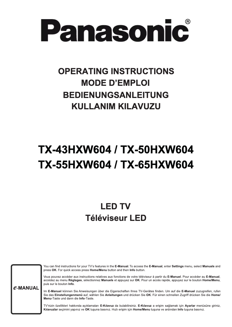 Page 1 de la notice Manuel utilisateur Panasonic TX-65HXW604