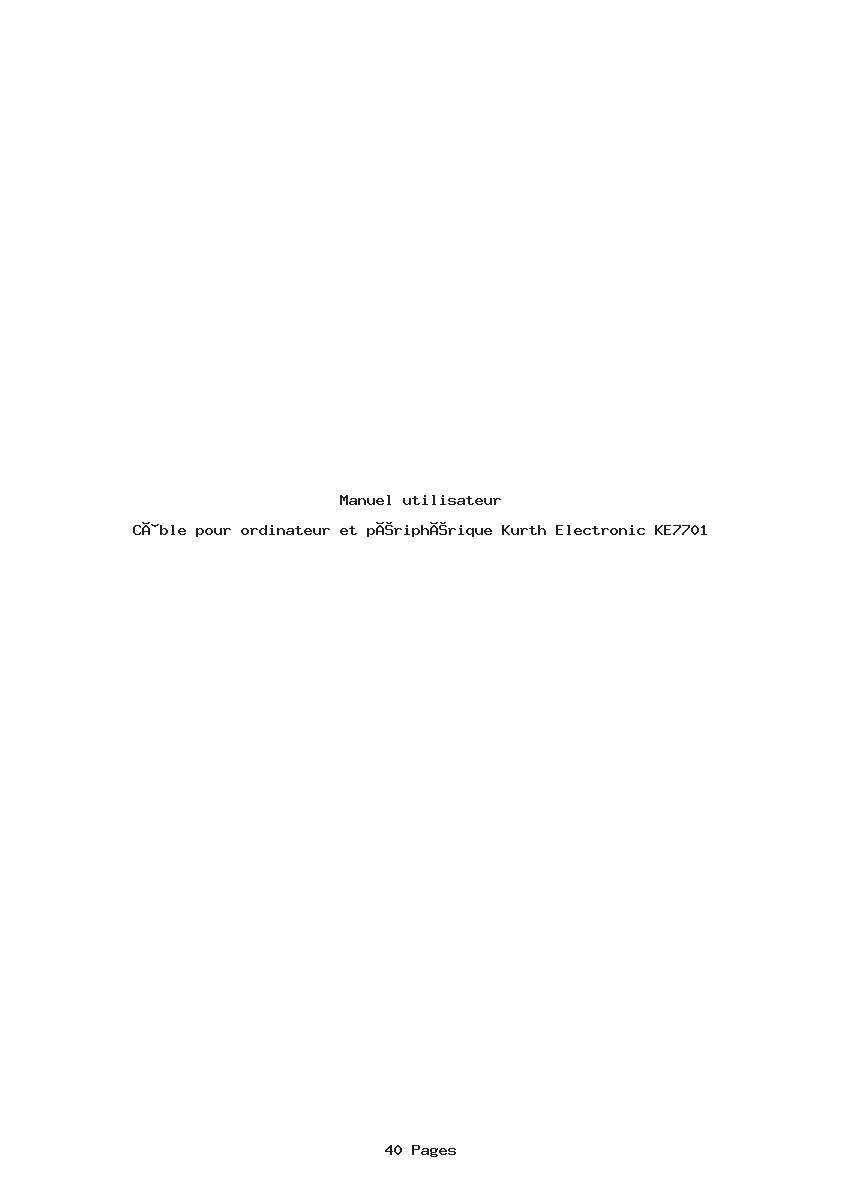 Page 1 de la notice Manuel utilisateur Kurth Electronic KE7701