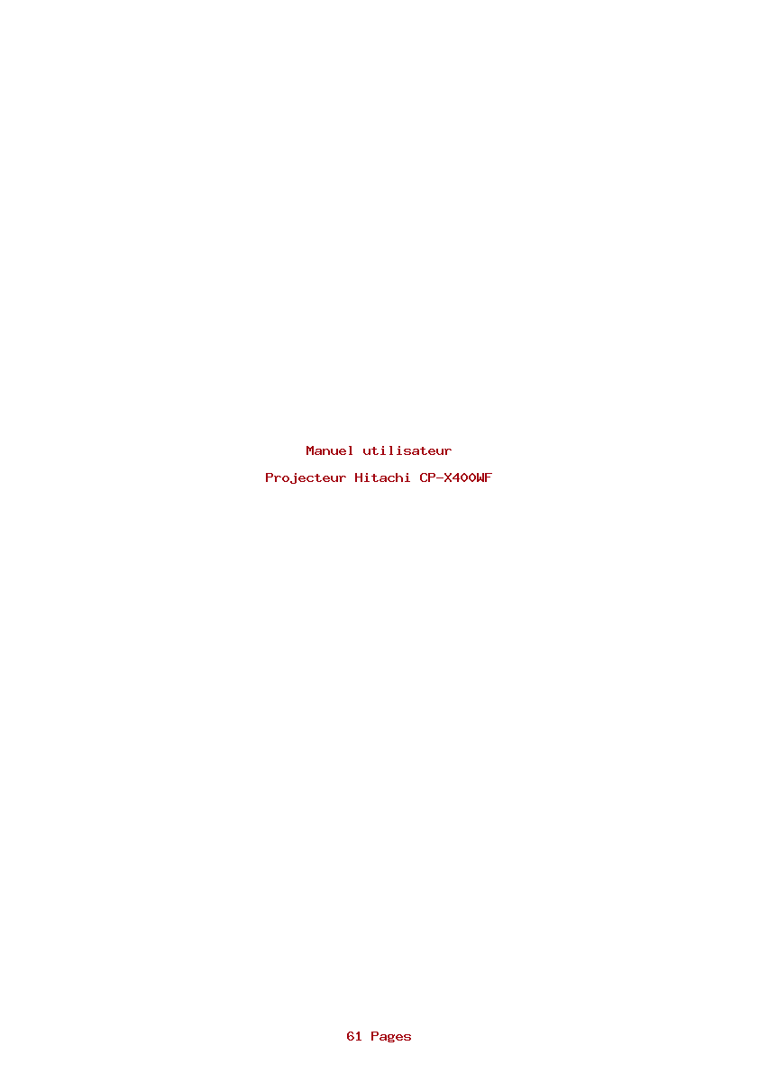 Page 1 de la notice Manuel utilisateur Hitachi CP-X400WF