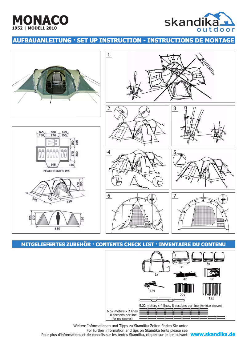 Page 1 de la notice Manuel utilisateur Skandika Monaco