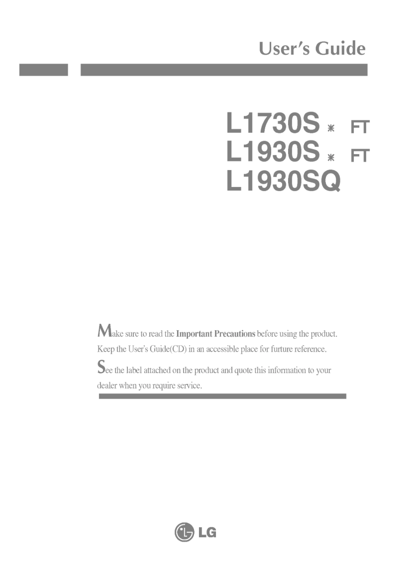 Page 1 de la notice Manuel utilisateur LG L1930SQBFT