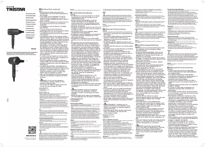 Page 1 de la notice Manuel utilisateur TriStar HD-2326