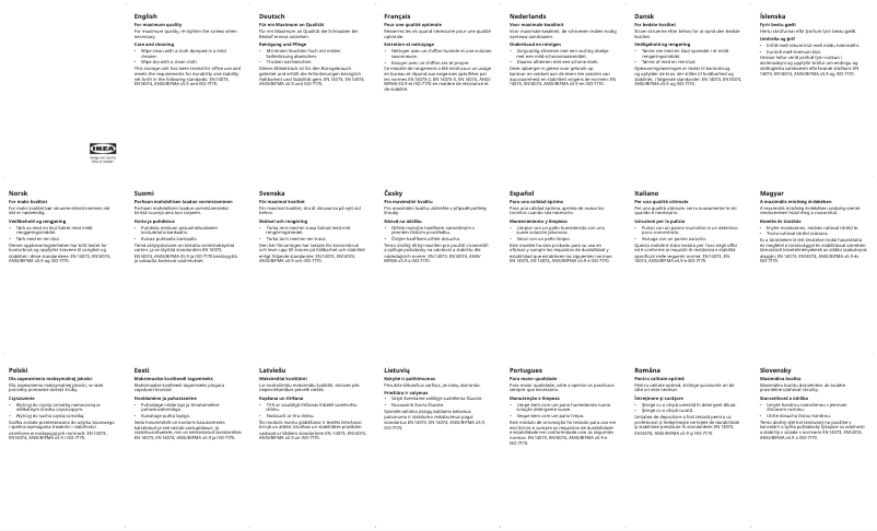 Page 1 de la notice Manuel utilisateur Ikea BEKANT 205.913.70