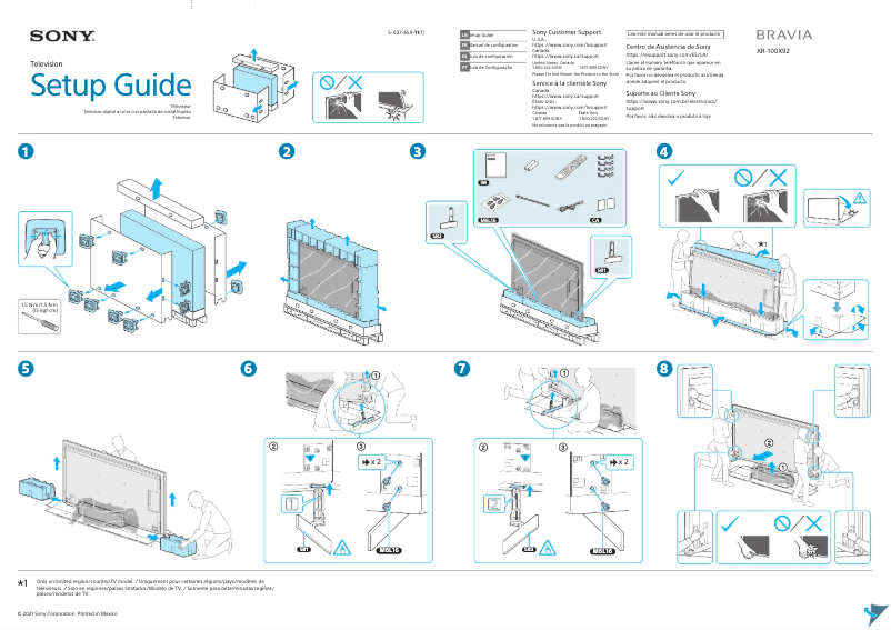 Page 1 de la notice Guide d'installation Sony XR-100X92
