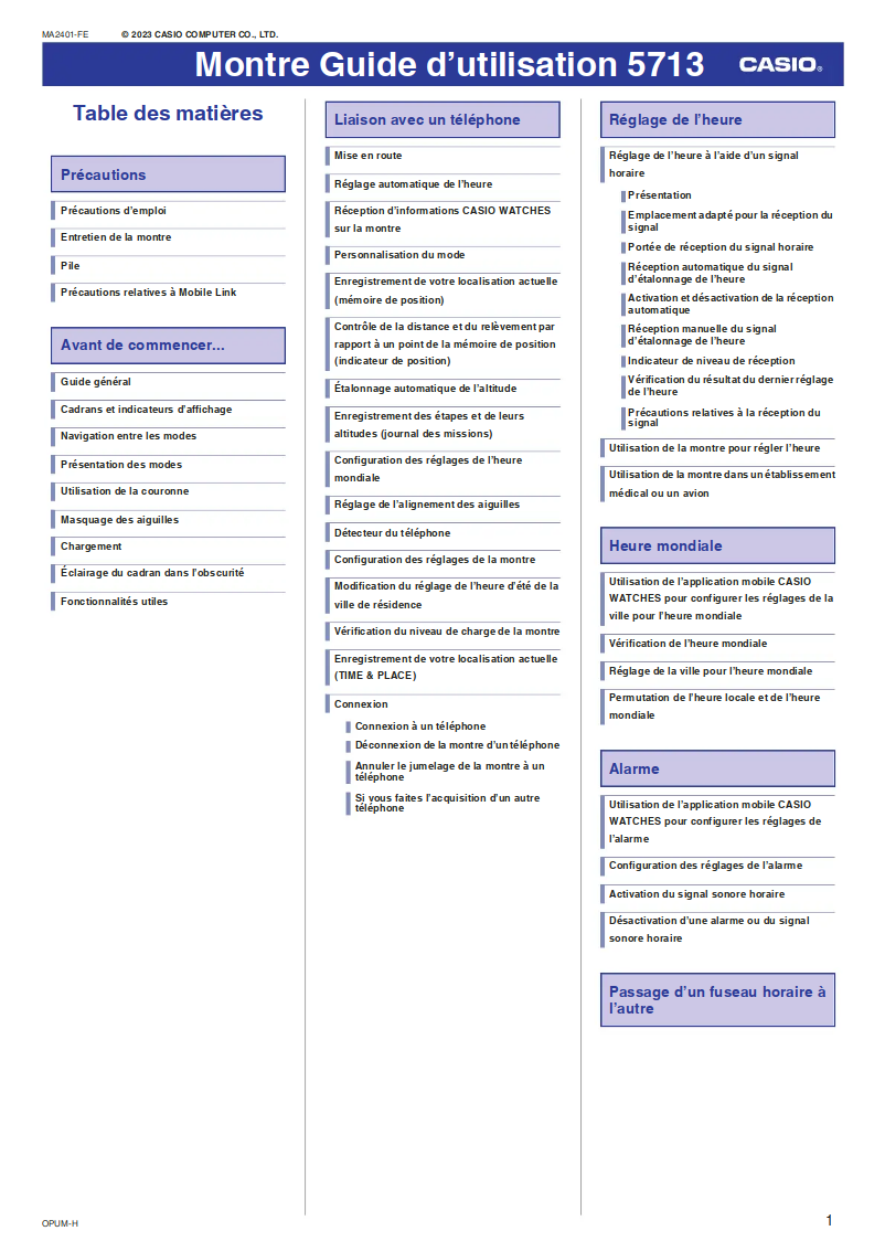 Page 1 de la notice Manuel utilisateur Casio G-Shock GG-B100