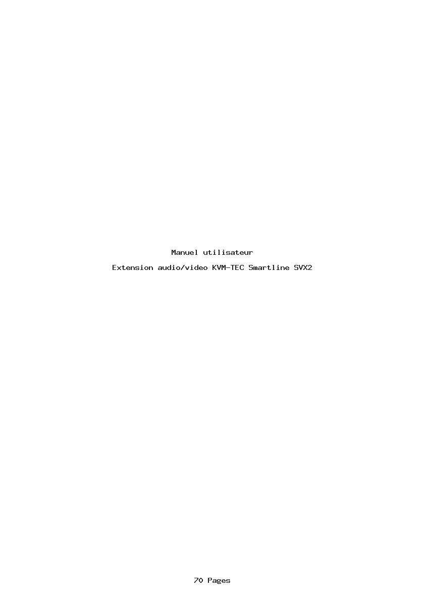 Page 1 de la notice Manuel utilisateur KVM-TEC Smartline SVX2
