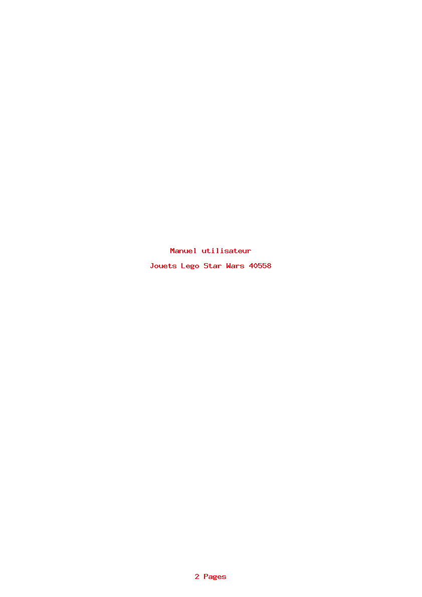 Page 1 de la notice Manuel utilisateur Lego Star Wars 40558