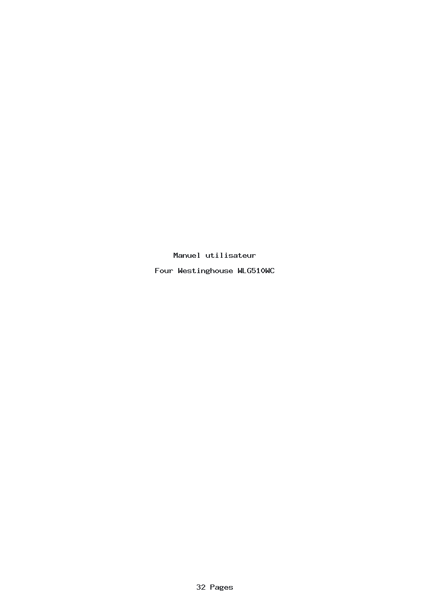 Page 1 de la notice Manuel utilisateur Westinghouse WLG510WC