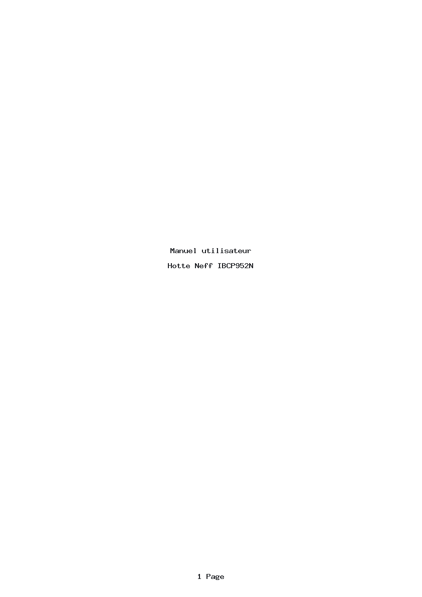 Page 1 de la notice Manuel utilisateur Neff IBCP952N