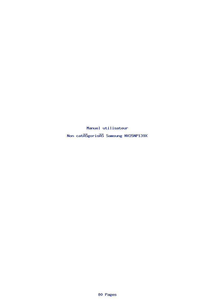 Page 1 de la notice Manuel utilisateur Samsung NV25NP139X