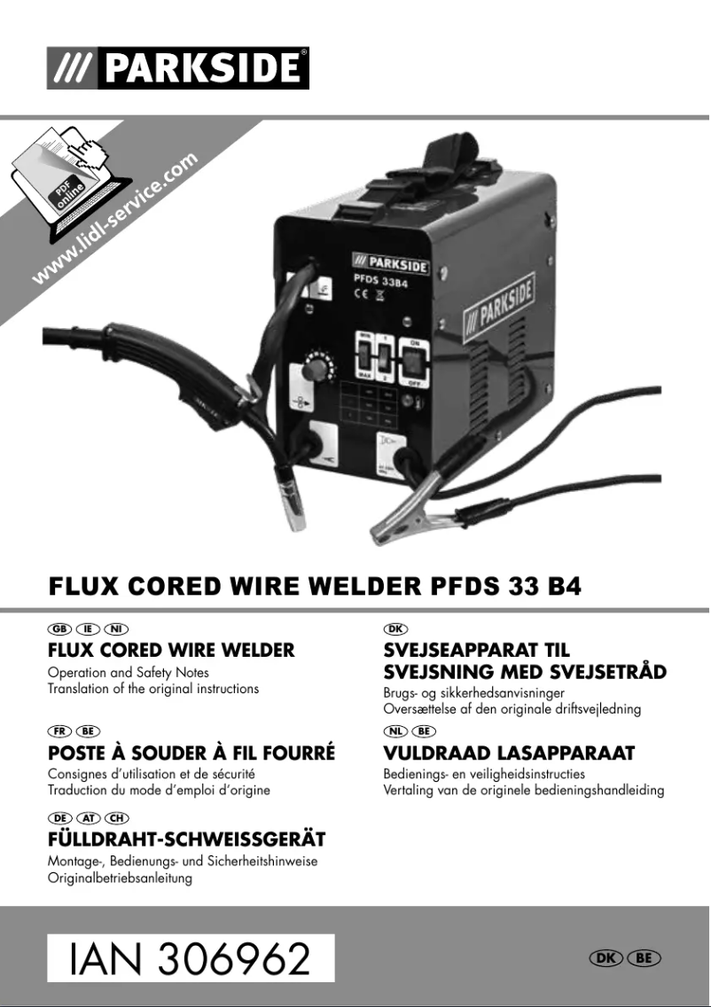 Page 1 de la notice Manuel utilisateur Parkside PFDS 33 B4