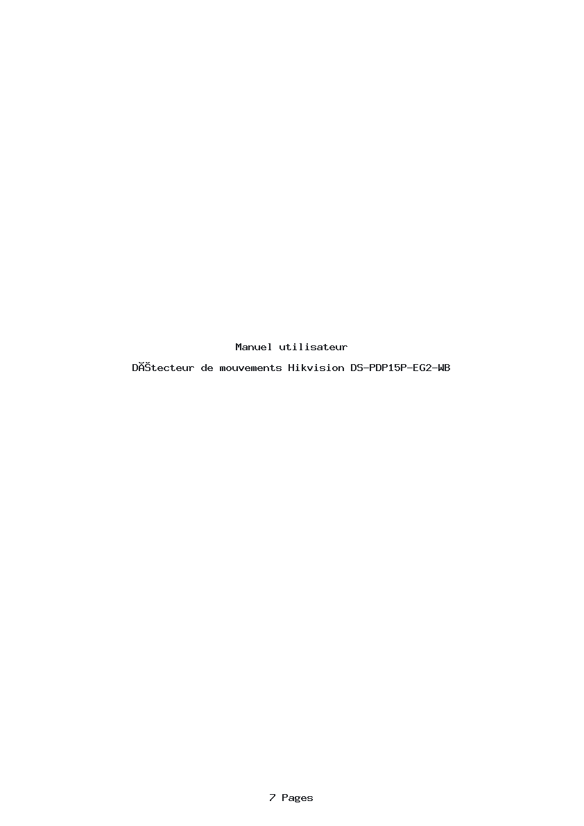 Page 1 de la notice Manuel utilisateur Hikvision DS-PDP15P-EG2-WB