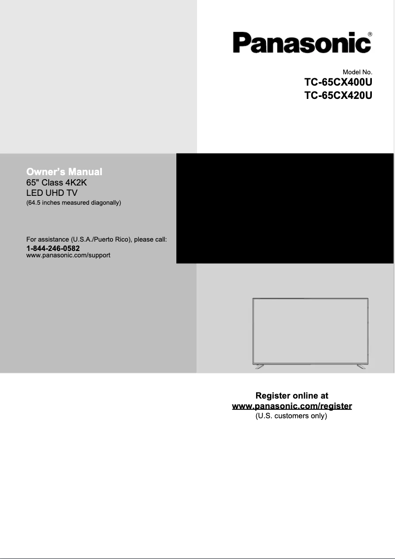 Page 1 de la notice Manuel utilisateur Panasonic TC-65CX420U