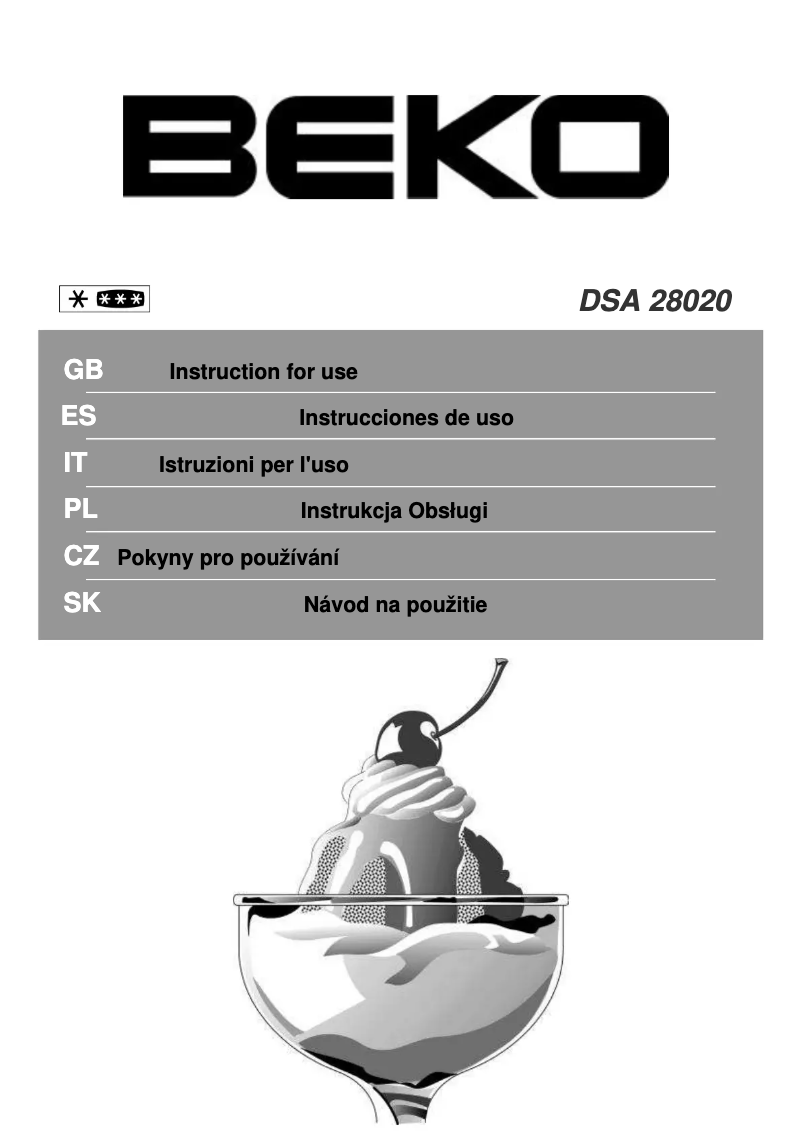 Page 1 de la notice Manuel utilisateur Beko DSA28020