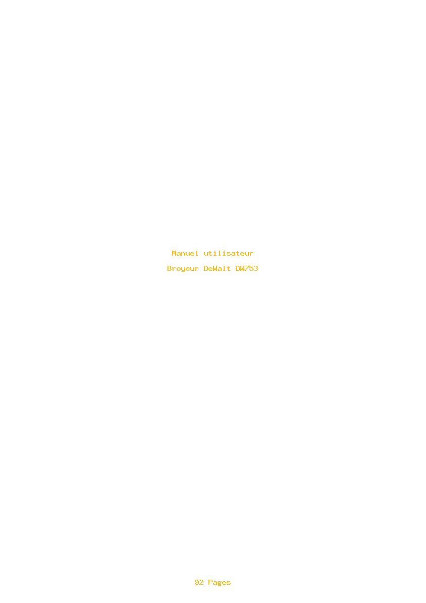 Page 1 de la notice Manuel utilisateur DeWalt DW753