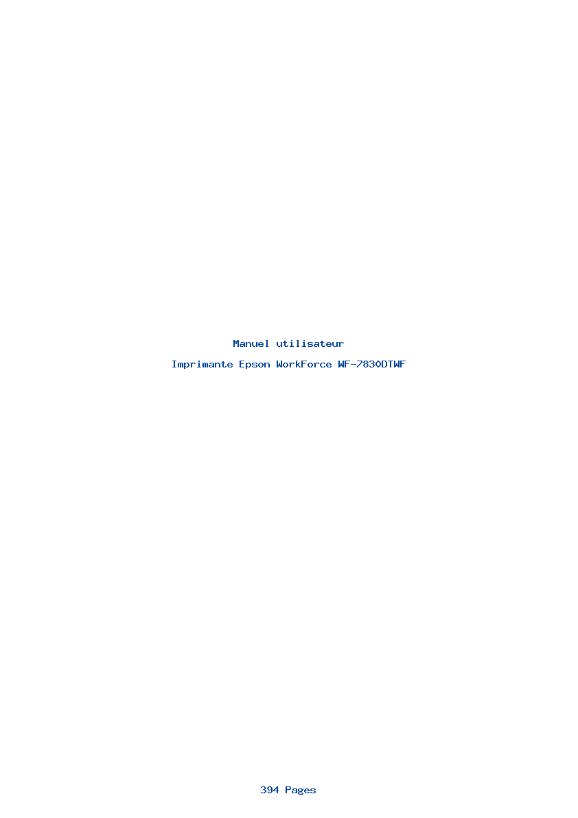 Page 1 de la notice Manuel utilisateur Epson WorkForce WF-7830DTWF