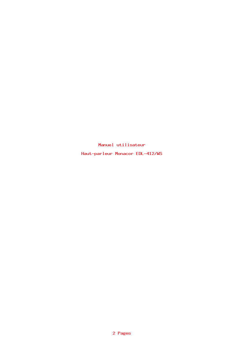 Page 1 de la notice Manuel utilisateur Monacor EDL-412/WS