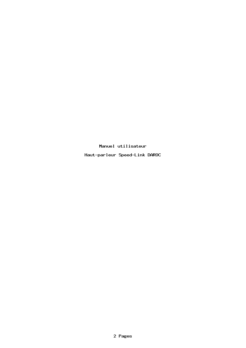Page 1 de la notice Manuel utilisateur Speed-Link DAROC