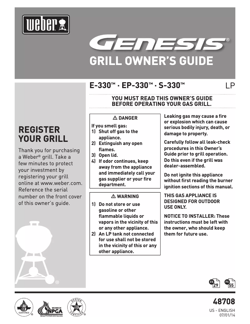 Page 1 de la notice Instructions / montage Weber Genesis E-330