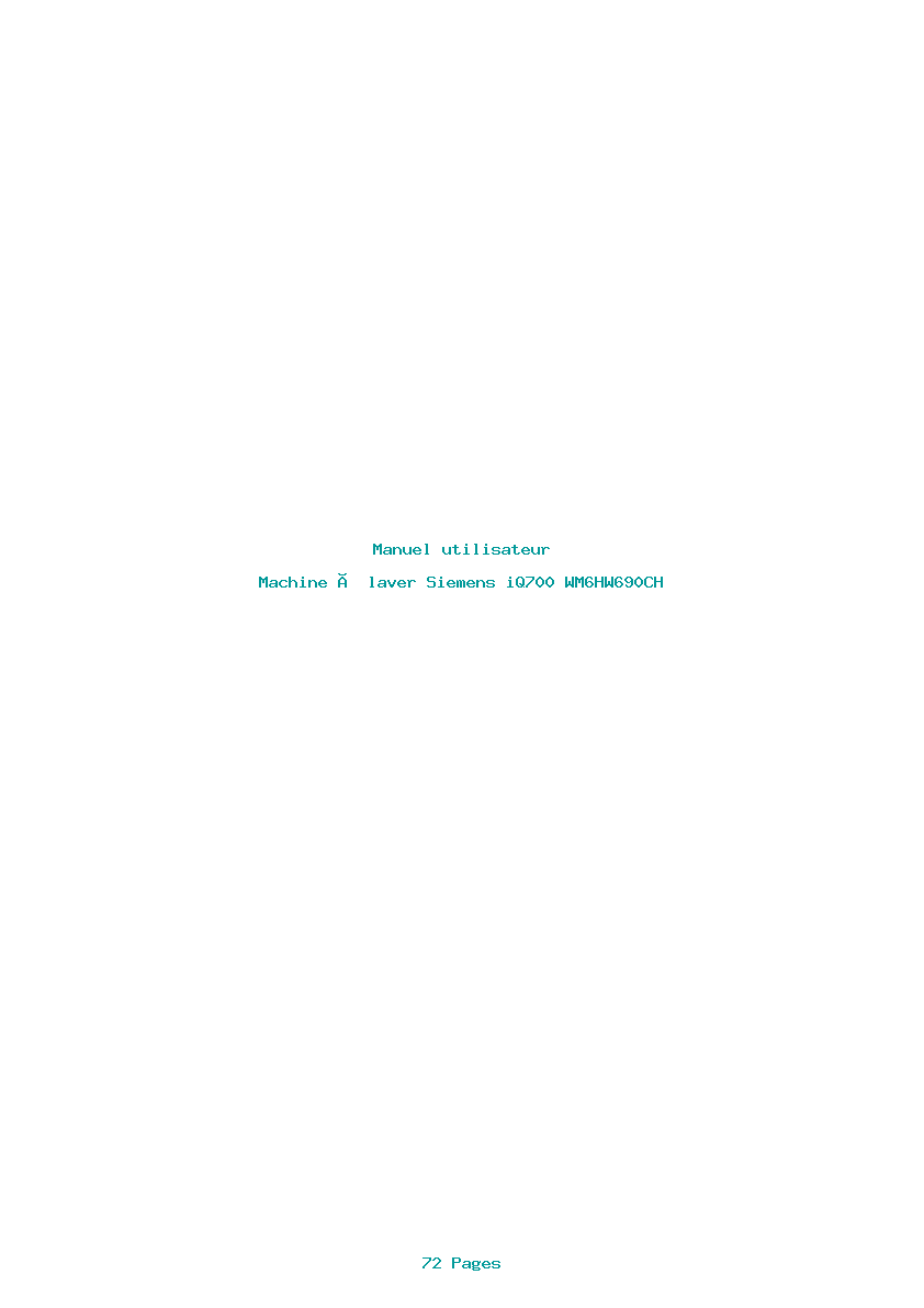 Page 1 de la notice Manuel utilisateur Siemens iQ700 WM6HW690CH