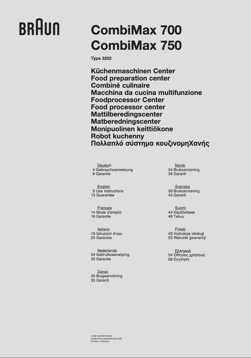 Page 1 de la notice Manuel utilisateur Braun CombiMax 750