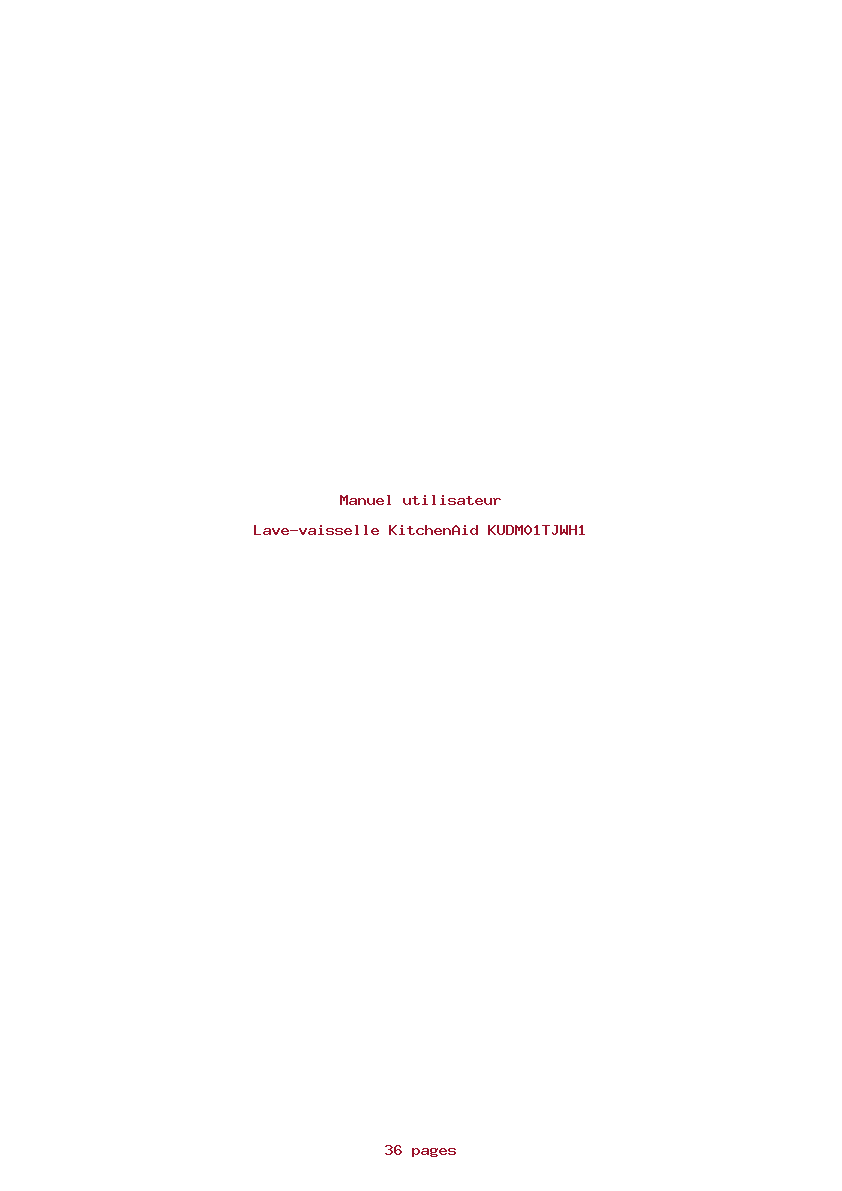 Page 1 de la notice Manuel utilisateur KitchenAid KUDM01TJWH1