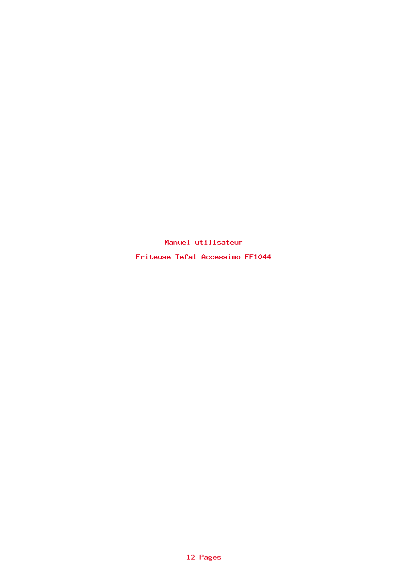 Page 1 de la notice Manuel utilisateur Tefal Accessimo FF1044