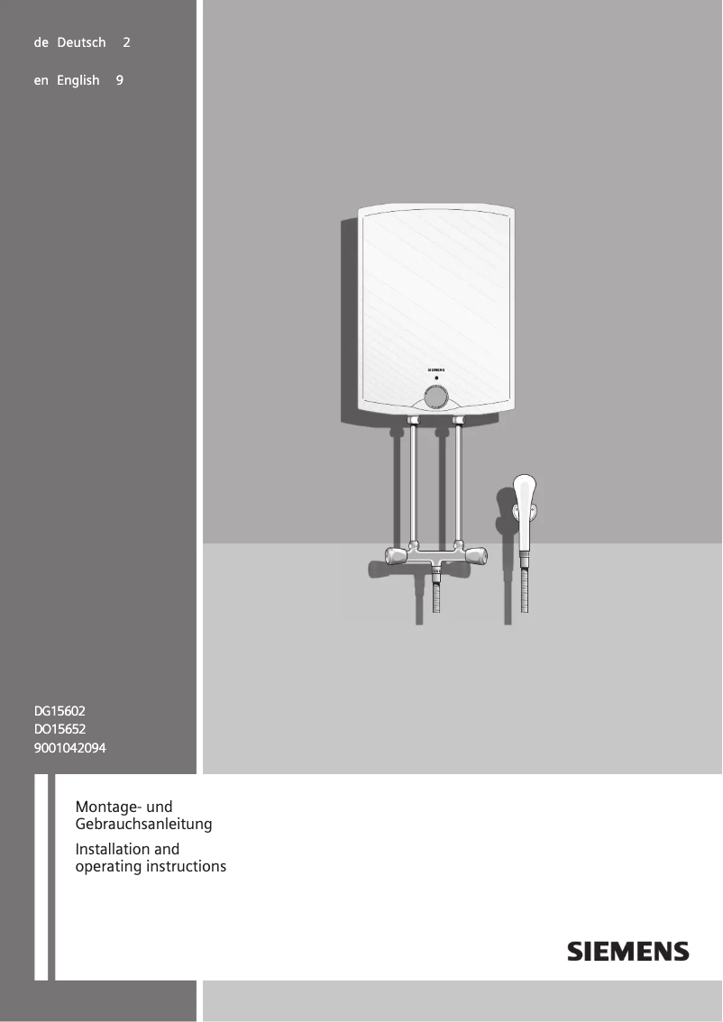Page 1 de la notice Manuel utilisateur Siemens DG15602
