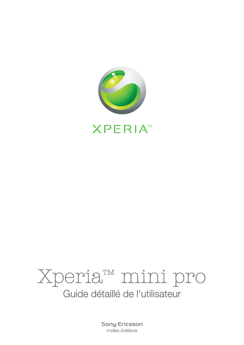 Page 1 de la notice Manuel utilisateur Sony Ericsson Xperia Mini Pro