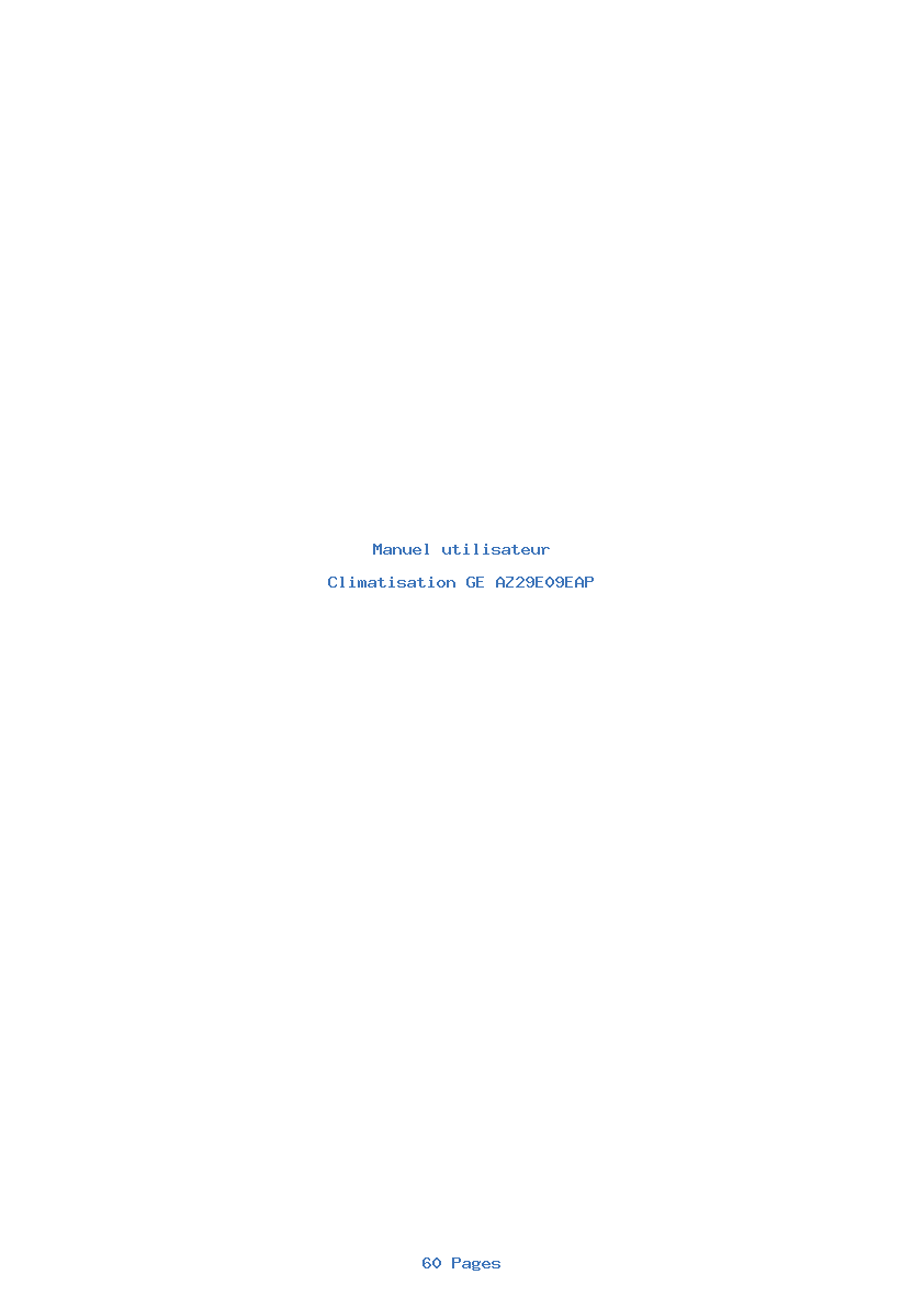 Page 1 de la notice Manuel utilisateur GE AZ29E09EAP