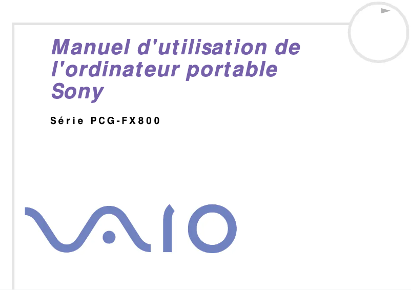 Page 1 de la notice Manuel utilisateur Sony Vaio PCG-FX801
