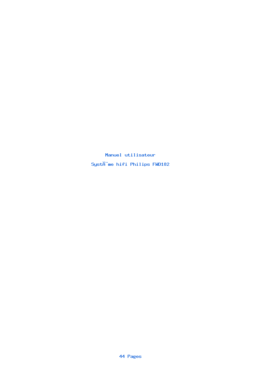 Page 1 de la notice Manuel utilisateur Philips FWD182