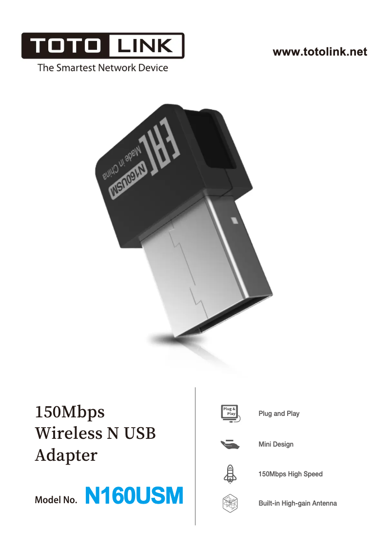 Page 1 de la notice Manuel utilisateur Totolink N160USM