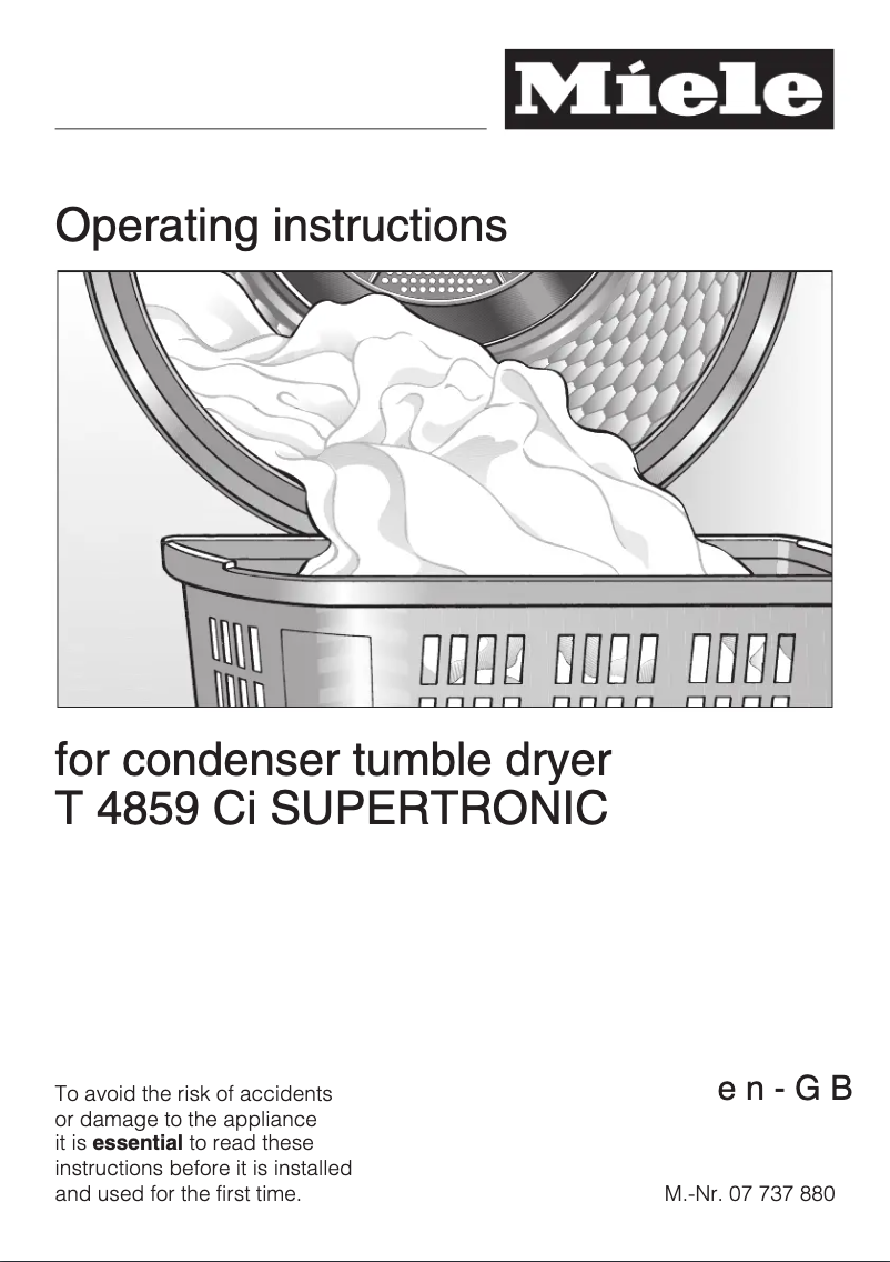 Page 1 de la notice Manuel utilisateur Miele T 4859 Ci