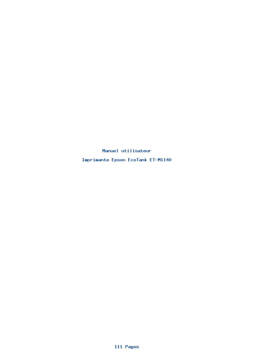Page 1 de la notice Manuel utilisateur Epson EcoTank ET-M1140