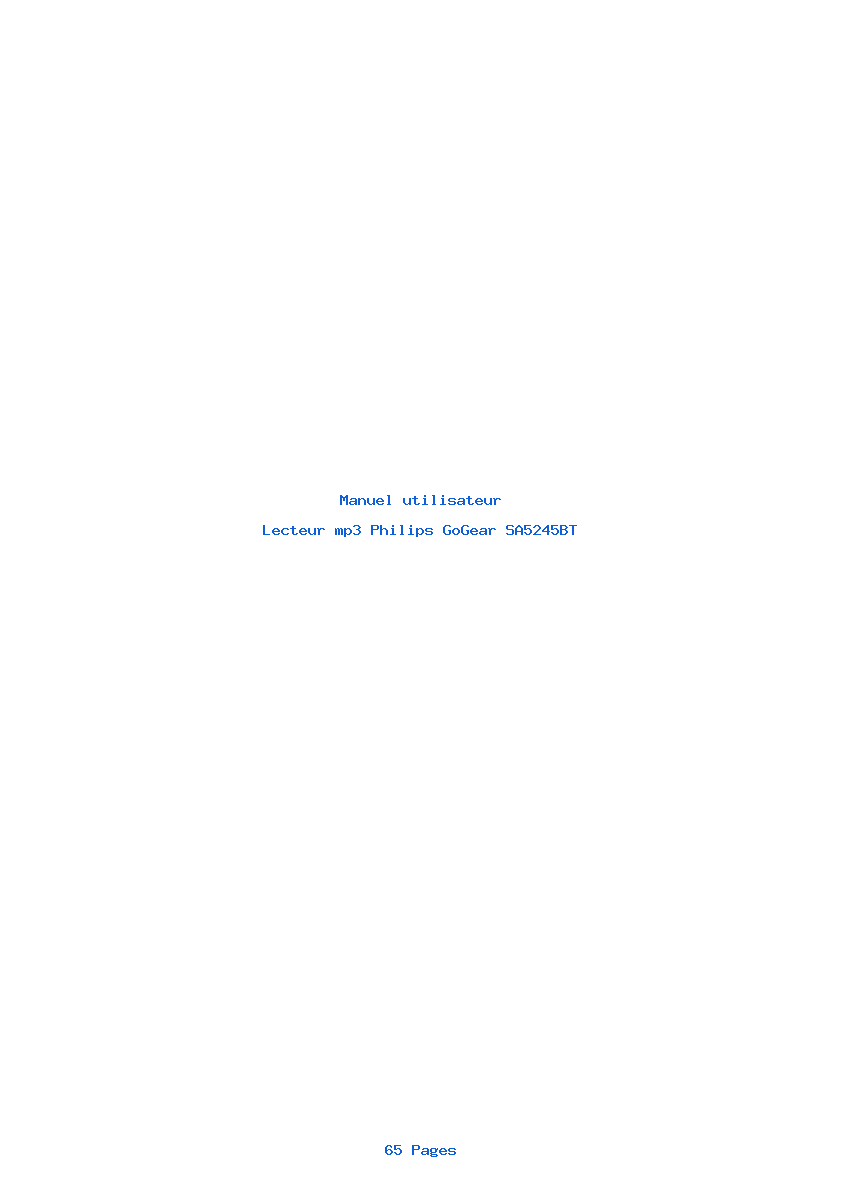 Page 1 de la notice Manuel utilisateur Philips GoGear SA5245BT