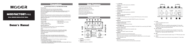 Page 1 de la notice Manuel utilisateur Mooer Mod Factory Pro