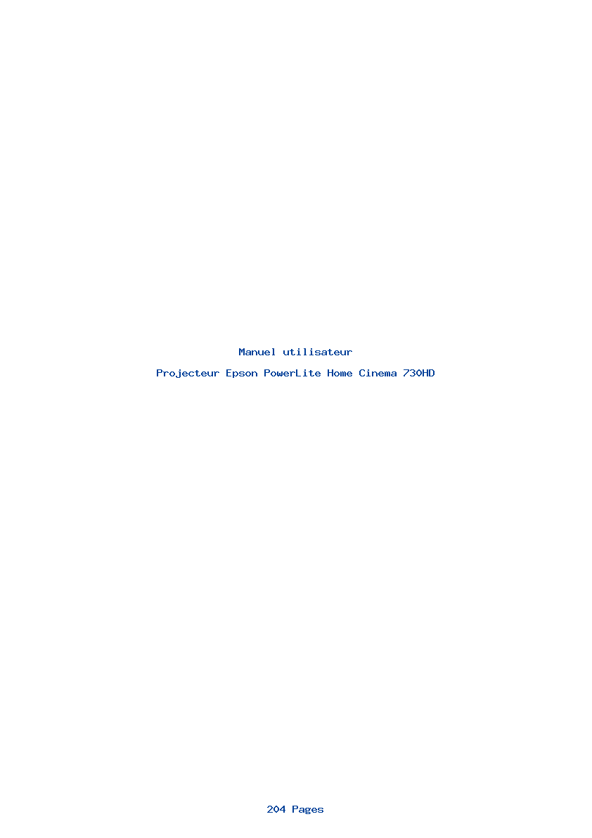 Page 1 de la notice Manuel utilisateur Epson PowerLite Home Cinema 730HD