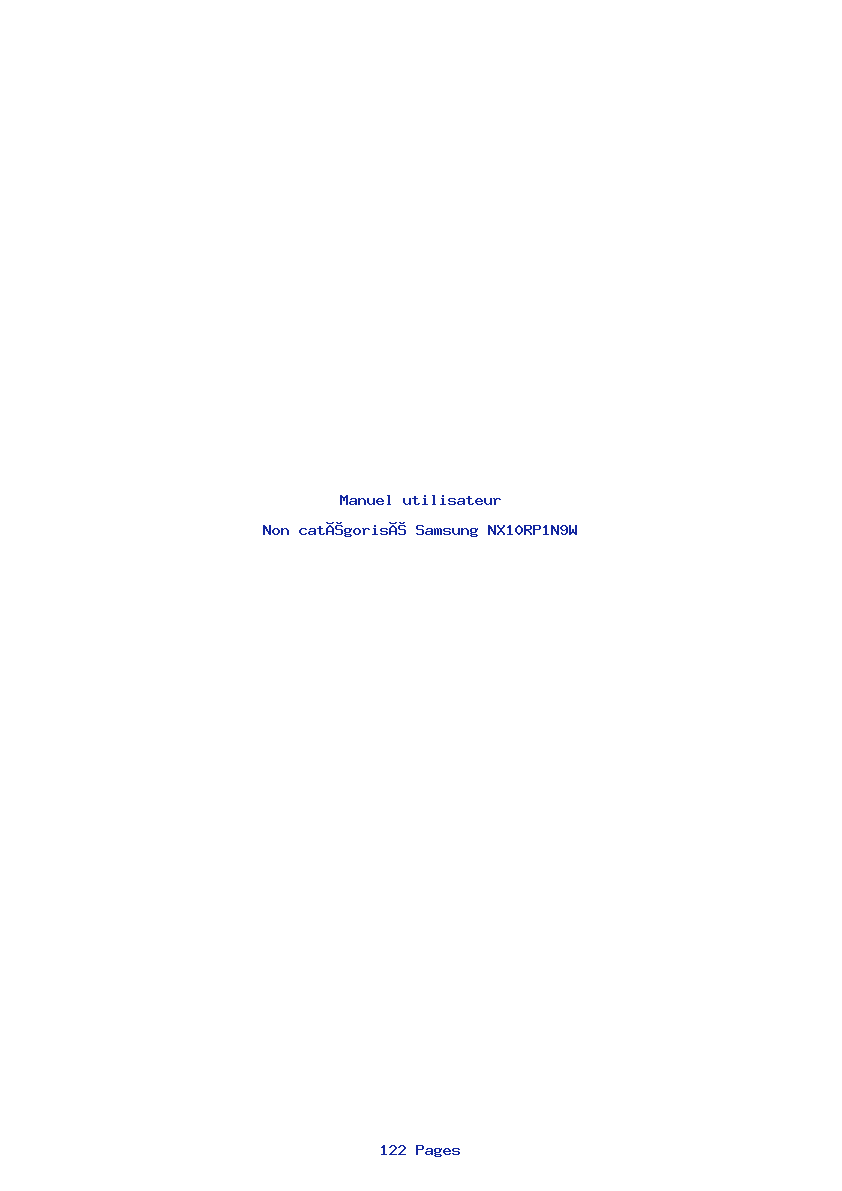 Page 1 de la notice Manuel utilisateur Samsung NX10RP1N9W