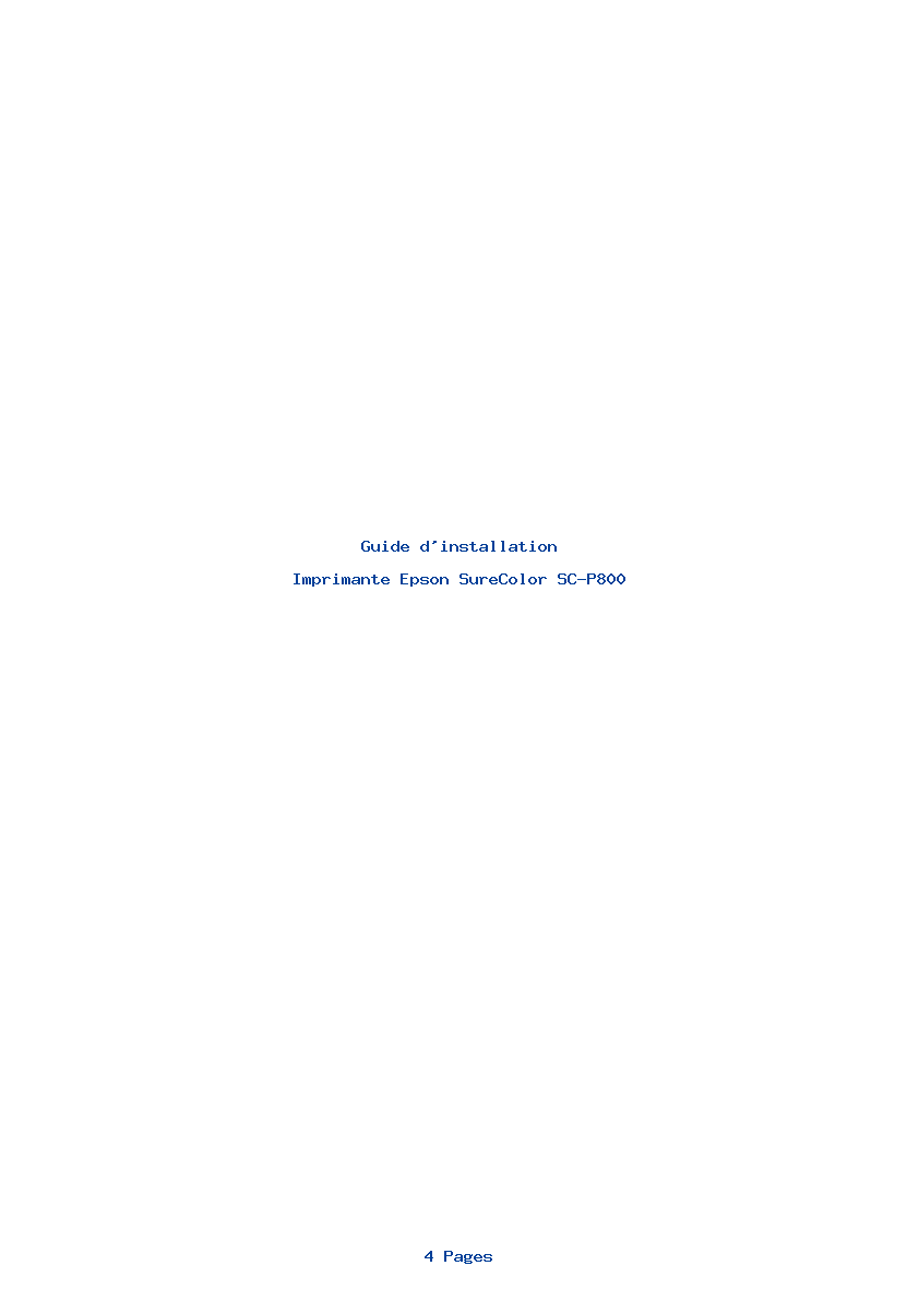 Page 1 de la notice Guide d'installation Epson SureColor SC-P800