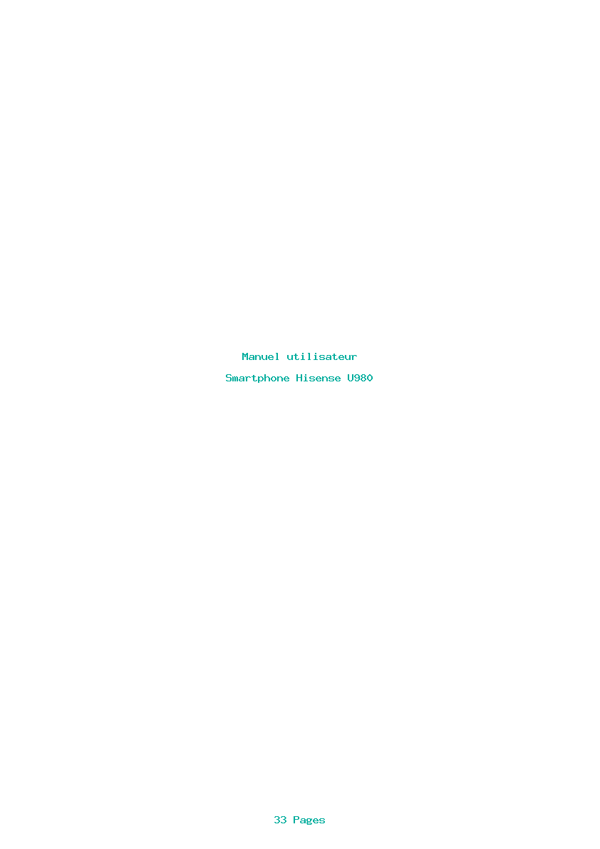 Page 1 de la notice Manuel utilisateur Hisense U980