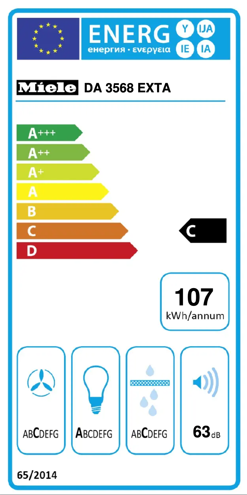 Página 1 del manual Etiqueta energética Miele DA 3568 EXTA