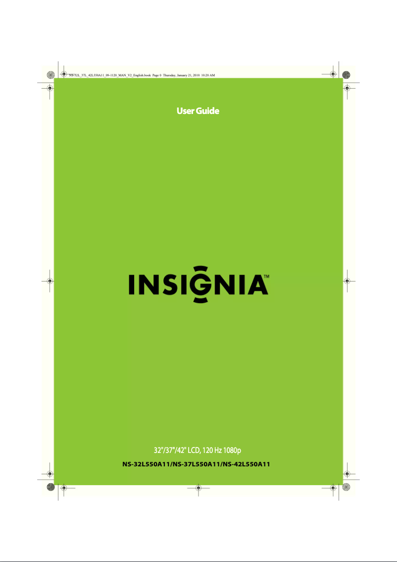 Page 1 de la notice Manuel utilisateur Insignia NS-37L550A11
