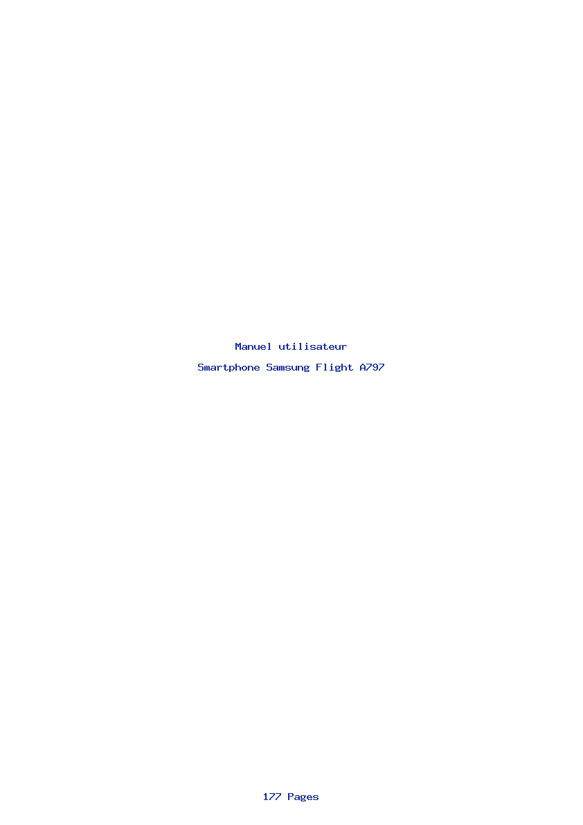 Page 1 de la notice Manuel utilisateur Samsung Flight A797