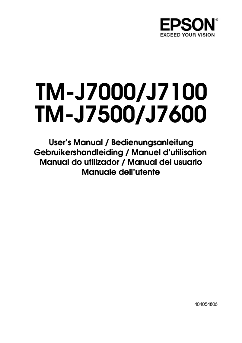 Page 1 de la notice Manuel utilisateur Epson TM-J7000