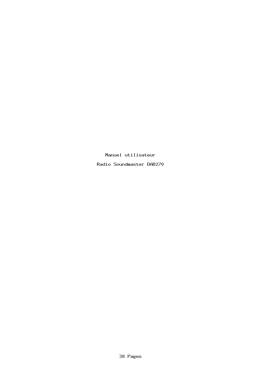 Page 1 de la notice Manuel utilisateur Soundmaster DAB270